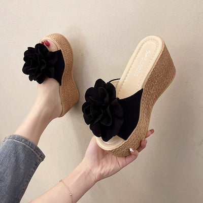 Sandalias Cuña Verano Plataforma Floral Punta Abierta para Mujer - Image 9