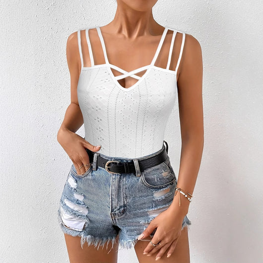 Blusa Tirantes Mujer Jacquard Calados Verano - Image 4