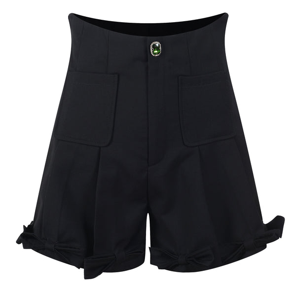 Shorts Talle Alto Slim con Detalles de Moños Brillantes - Image 4