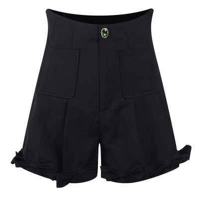 Shorts Talle Alto Slim con Detalles de Moños Brillantes - Image 4