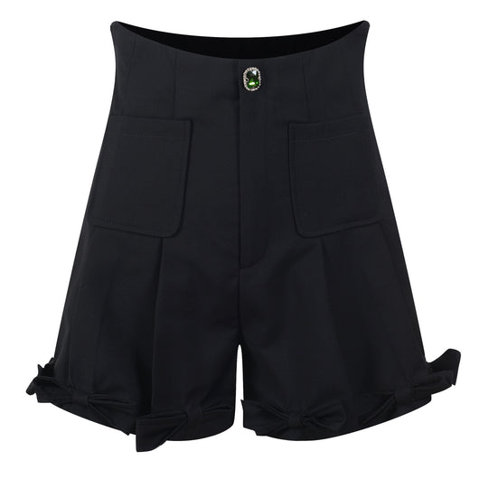 Shorts Talle Alto Slim con Detalles de Moños Brillantes - Image 4