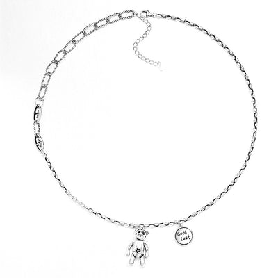 Pulsera y Collar de Plata Tailandesa con Osito de la Suerte - Image 9
