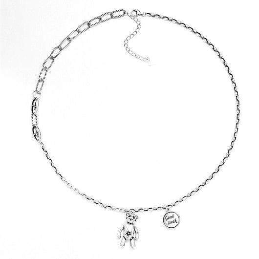 Pulsera y Collar de Plata Tailandesa con Osito de la Suerte - Image 9
