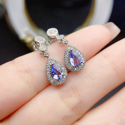Aretes de Tanzanita Natural en Plata - Accesorios Elegantes para Mujer - Image 2