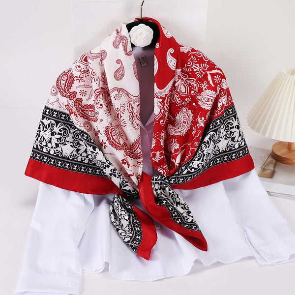Pañuelo Vintage Artístico en Bloques de Color con Estampado Cashew para Mujer
