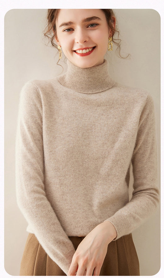 Suéter Cuello Alto de Cachemira Pura para Mujer - Image 34