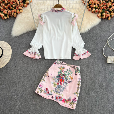 Conjunto de Blusa con Volantes y Falda Talle Alto - Image 26