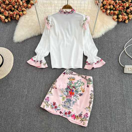 Conjunto de Blusa con Volantes y Falda Talle Alto - Image 26