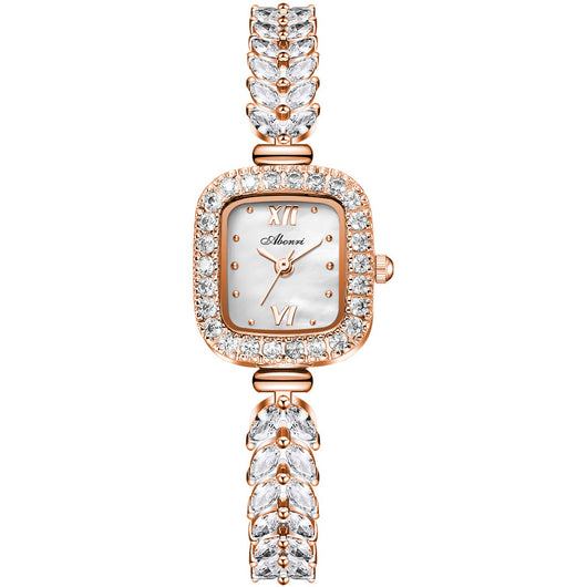 Reloj de Cuarzo Dorado con Cristales y Esfera Cuadrada Pequeña - Image 6