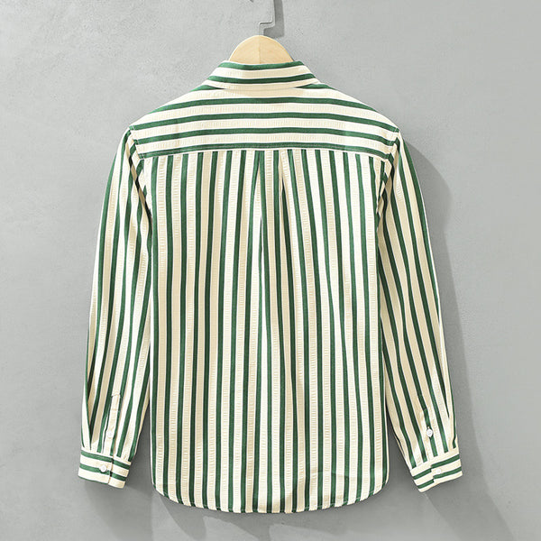 Camisa Holgada de Rayas Verticales Manga Larga