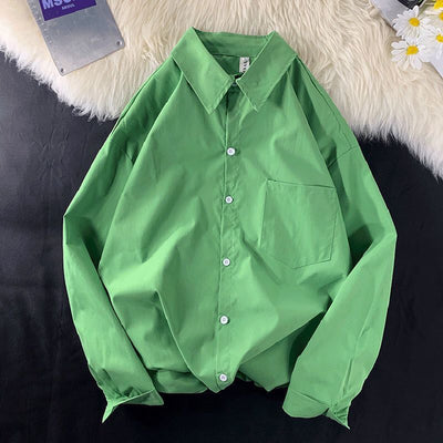 Camisa Drapeada de Manga Larga Color Sólido para Hombre - Image 12