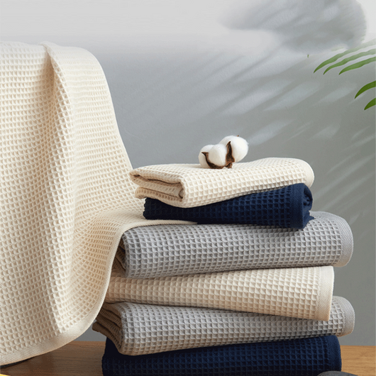 Toalla Absorbente de Algodón Puro Estilo Japonés con Patrón Honeycomb - Image 18