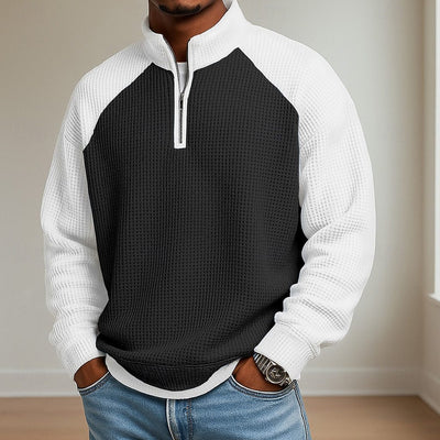 Polo Manga Larga Bloques de Color Talla Grande para Hombre - Image 8
