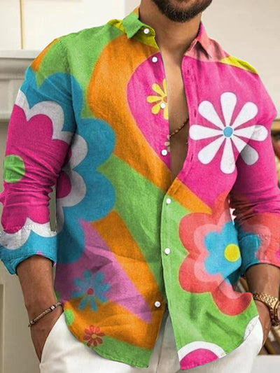 Camisa de Manga Larga con Estampado Degradado para Hombre - Image 41