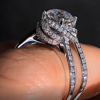 Conjunto de Anillos de Boda Grandes y Lujosos en Plata 925 para Novia - Image 3