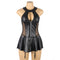 Sensual Nightgown with Lace and Leather Details on the Back