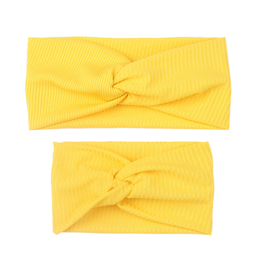 Matching dusty rose ribbed knit headbands with a twisted knot, one for an adult and one for a child. - Image 17