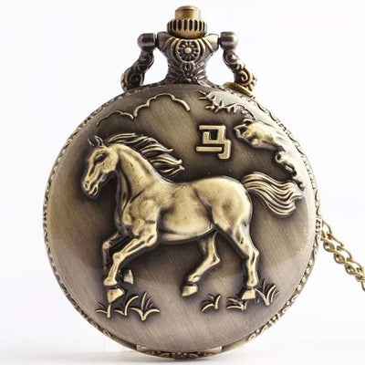Reloj de Bolsillo Vintage Bronce Constelaciones Zodiacales Cuarzo - Image 11