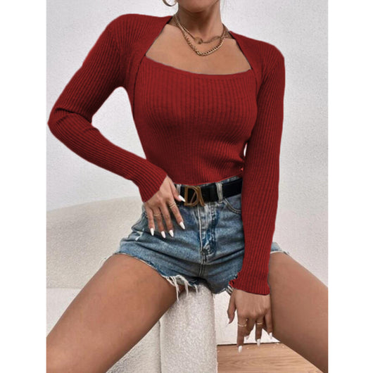Blusa Ajustada de Punto Manga Larga para Mujer - Image 4