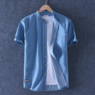 Camisa Denim Manga Corta Suelta Casual para Hombre - Estilo Verano - Image 2