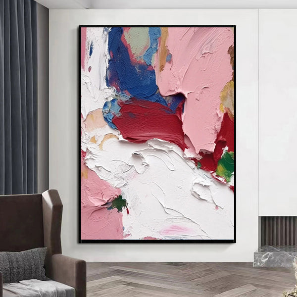 Cuadro Abstracto Moderno Óleo Grueso sobre Lienzo - Arte Decorativo Minimalista Hecho a Mano