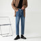 Pantalones Cropped Azul Claro Corte Recto Hombre