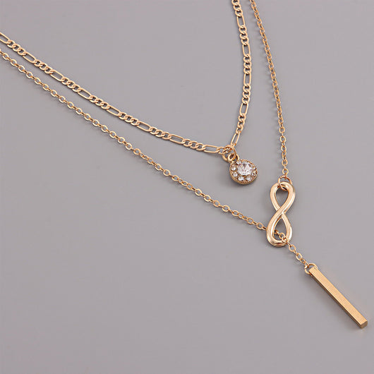 Collar Colgante de Circón Multicapa con Diamantes Número 8 para Mujer - Image 8