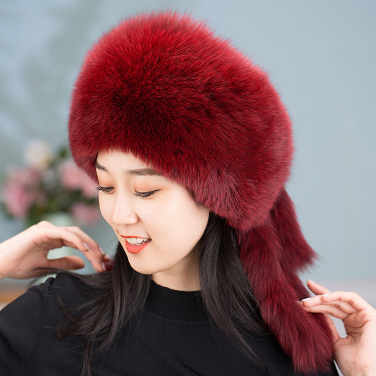 Gorro Abrigador de Piel de Zorro con Protección Auditiva para Mujer - Image 4