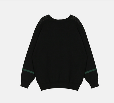 Suéter Tejido Negro Retro para Mujer con Cuello Suelto - Image 6