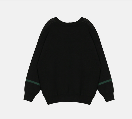 Suéter Tejido Negro Retro para Mujer con Cuello Suelto - Image 6