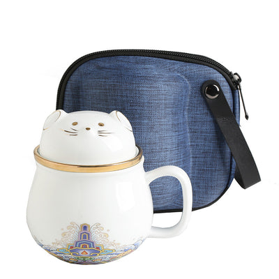 Taza de Té Cerámica Ciudad Prohibida con Tapa - Separador de Infusiones - Image 2
