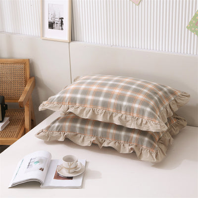 Funda de Almohada 100% Algodón con Volantes - Individual Lavado