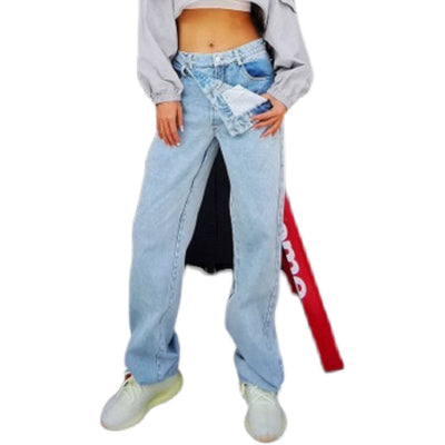 Jeans Rectos Cintura Alta con Botones de Personalidad para Mujer - Image 4