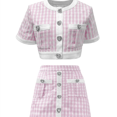 Conjunto Infantil Cuadros con Hebilla Brillante Love - Image 6