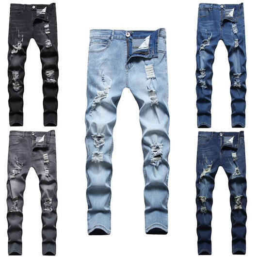 Pantalones Vaqueros Slim Fit Blancos Rotos para Hombre - Diseño Moderno Mate