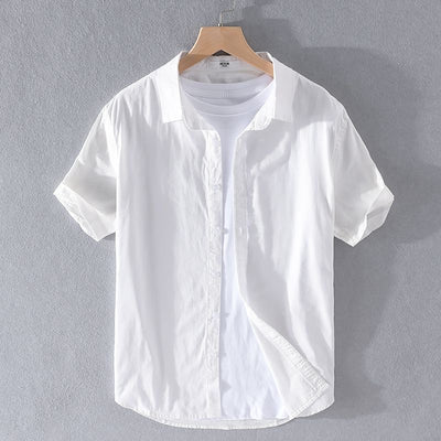 Camisa de Lino Manga Corta para Hombre - Comodidad de Verano - Image 15
