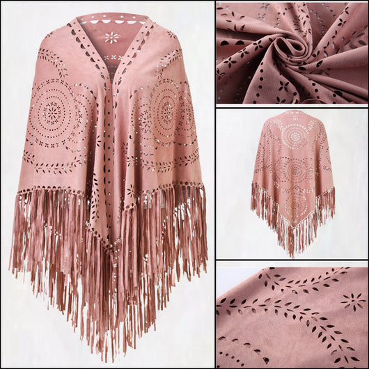 Capa Chal de Gamuza Deerskin con Borlas - Estilo Europeo Elegante - Image 2