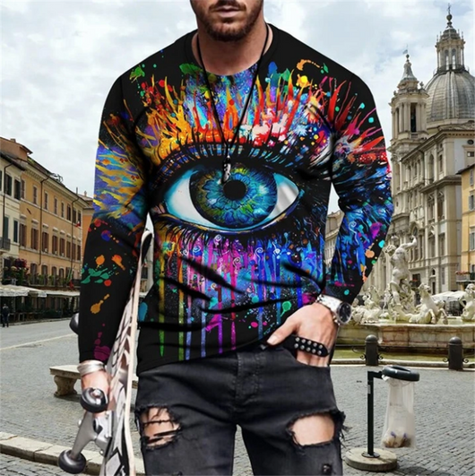 Playera Estampada Mapa de Personalidad 3D - Manga Larga Transpirable para Primavera y Otoño - Image 3
