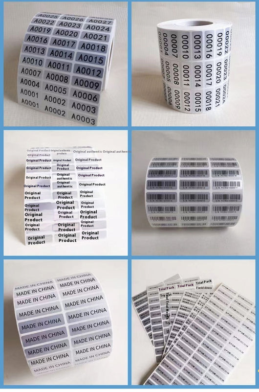 Roll of matte silver adhesive labels with sequential black serial numbers from 00001 to 00024 visible. - Image 9