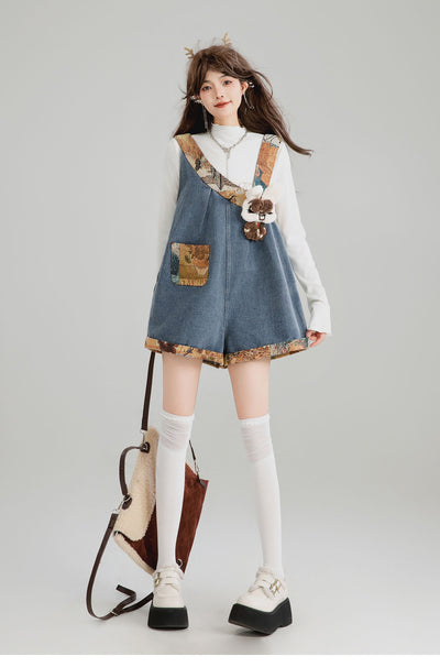 Jeans con Patchwork Jacquard y Correa de Hombro - Image 4