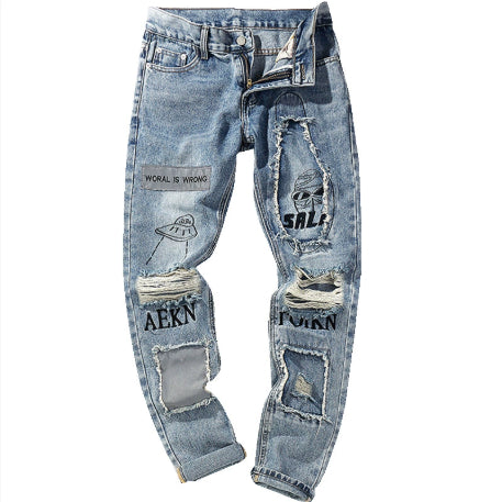 Jeans Slim Fit con Rotos en Rodillas - Estilo Urbano Moderno Hombre y Mujer - Image 9