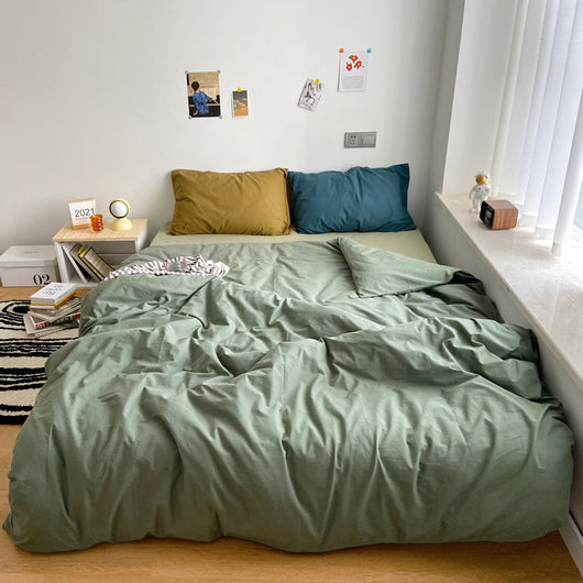 Juego de Cama Algodón Puro Lavado Estilo Japonés - Funda Nórdica y Sábanas Lisos - Image 27