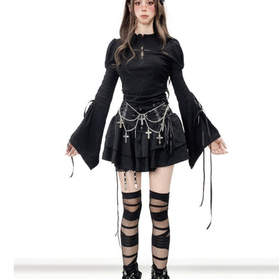 Vestido Línea A con Cintura Alta y Encaje Cruzado - Image 3