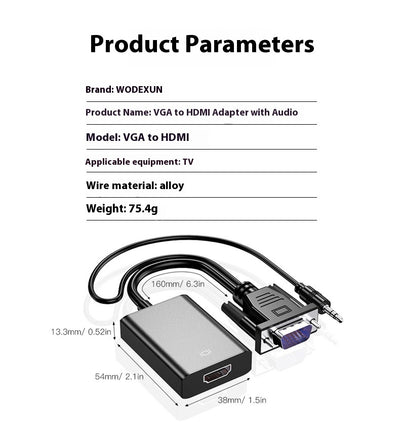 Adaptador VGA a HDMI con Audio y Alimentación - Conexión 1080p Plug and Play - Image 22