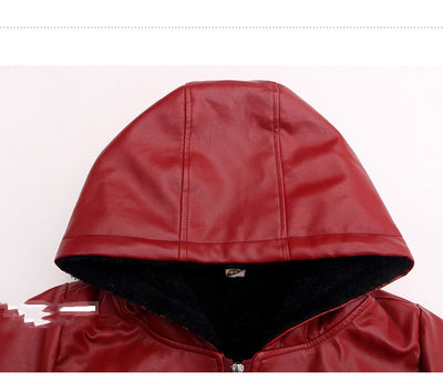 Chaqueta Acolchada con Capucha de Cuero PU para Niños - Image 8