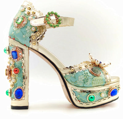 Sandalias Plataforma Baroque con Tacón Grueso y Pedrería para Mujer - Image 8