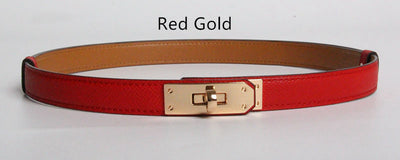 Cinturón de Cuero Genuino para Mujer Ancho 1.8cm con Herraje Dorado - Image 6