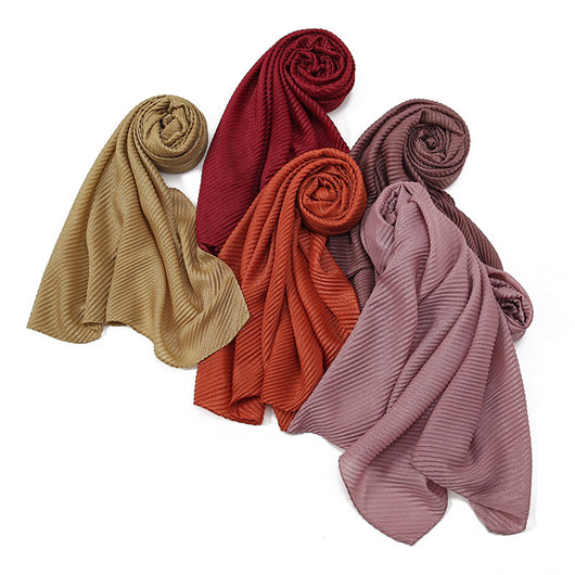 Pañoleta Suave de Poliéster Arrugado en Colores Lisos para Mujer - Image 6
