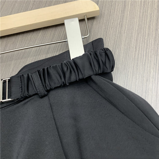 Shorts Talle Alto con Detalles de Encaje Hoja de Loto y Costuras Contrastantes - Image 11