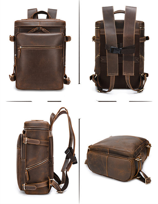 Bolsa para Laptop de Cuero Crazy Horse 16 Pulgadas - Gran Capacidad Estilo Retro - Image 15